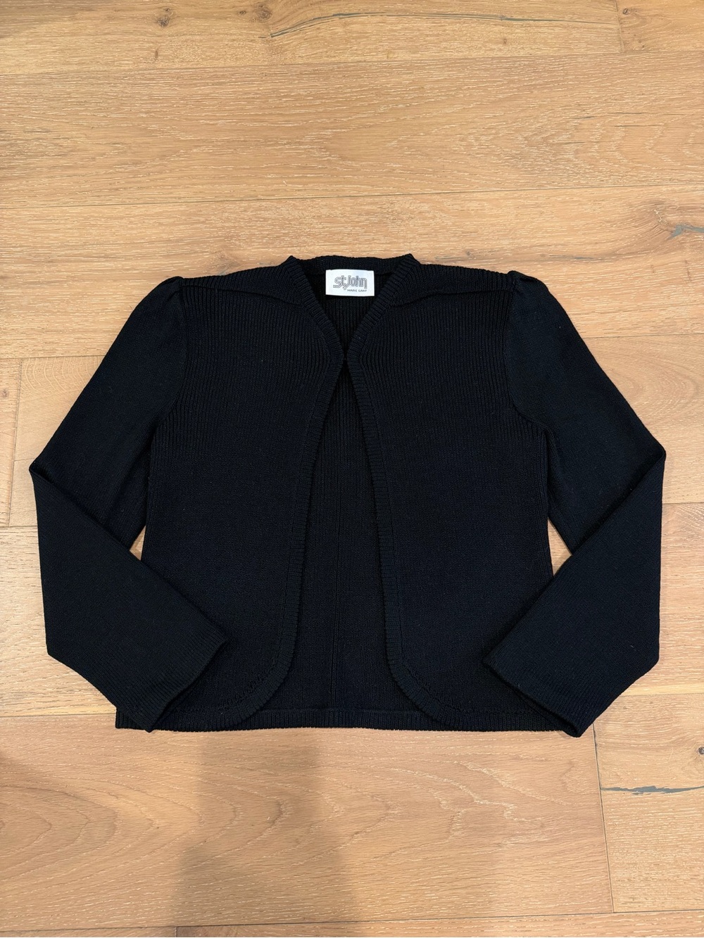 St. John Black Open-Front Knit Cardigan - size medium